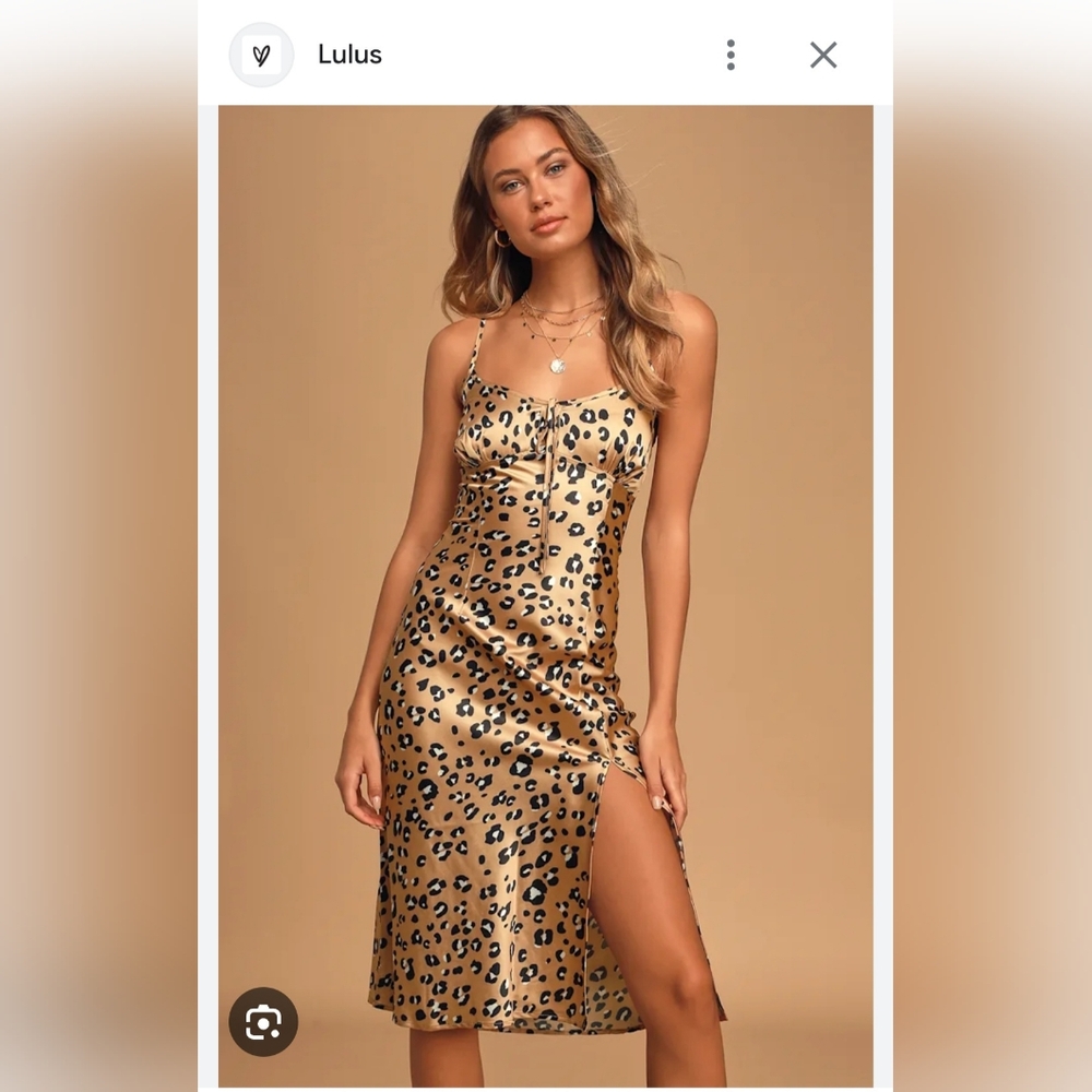 Lulus Known To Be Wild Leopard Print Satin Slip Dress NWT M